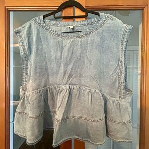Pilcro Denim Sleeveless Babydoll Cut Top